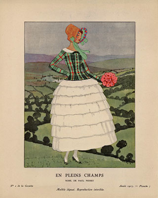 アンドレ・エドゥアール・マルティ 『ガゼット・デュ・ボン・トン』より  《田園にて－ポール・ポワレのドレス》