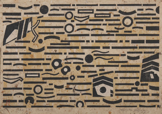 《Old City Mud Wall》　1954年　木版、紙　29.0×40.5cm