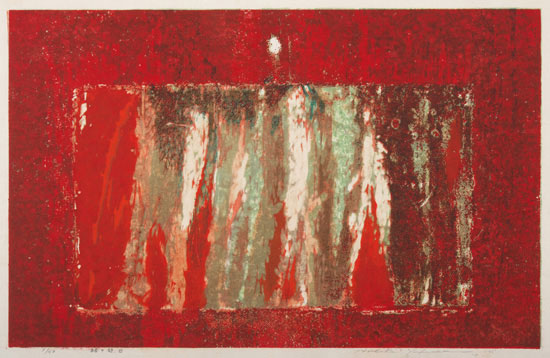 《赭の壁、B》　1995年	亜鉛凸版・木版、紙　41.5×65.5cm