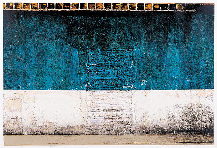 𠮷田穂高　《緑の壁》　1992年　亜鉛凸版、木版