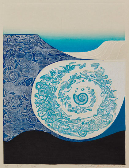 《礁 貝 C》Shells C 1976年 木版・亜鉛凸版/紙 《礁 貝 C》Shells C 1976年 木版・亜鉛凸版/紙