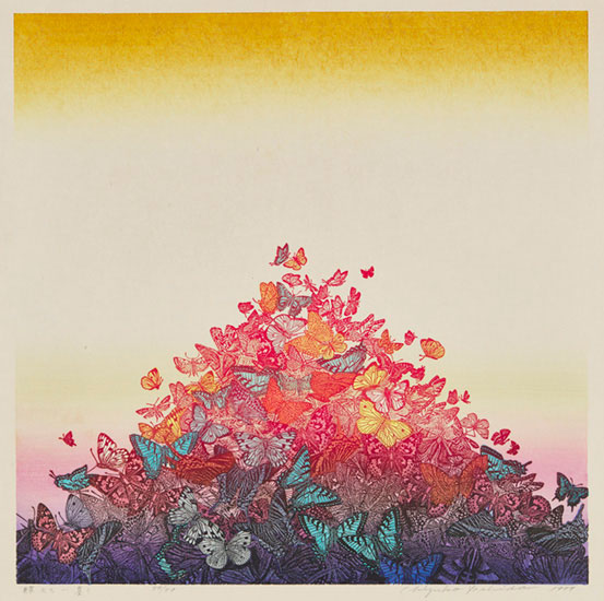 《蝶たち-集う》Butterfly Gathering 1977年 木版・亜鉛凸版/紙 《蝶たち-集う》Butterfly Gathering 1977年 木版・亜鉛凸版/紙